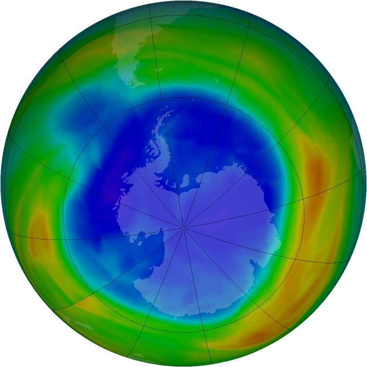 Antarctic ozone map for 23 August 2007